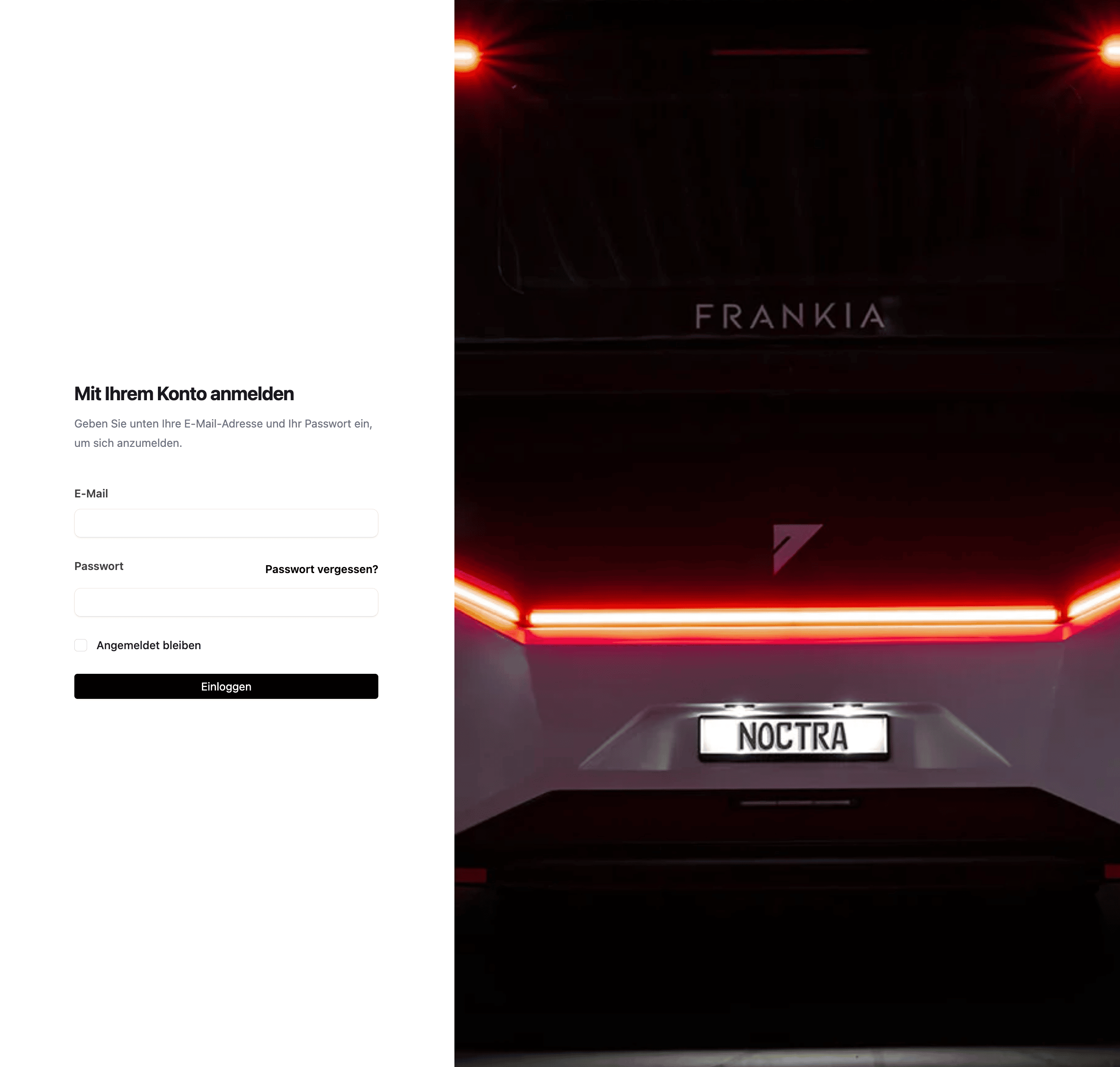 Login-Bereich der Plattform — Zugang zum Modul für Produktdaten und Produktionsplanung.